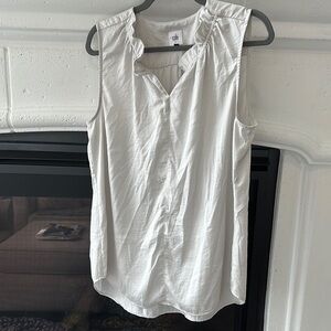 CAbi White Ruffled Buttoned Blouse